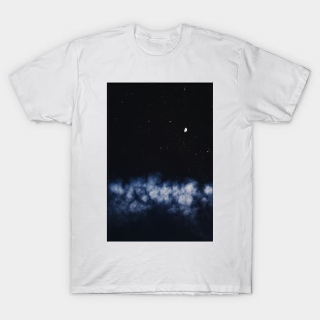 Contrail moon on a night sky T-Shirt by va103